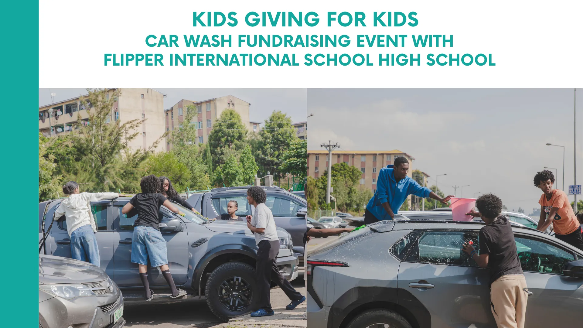 Kids Giving for Kids – Car Wash Fundraising Event with Flipper International School high schooler